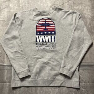 Adult Large The National WWII Museum New Orleans Grey WW2 Sweater Pullover